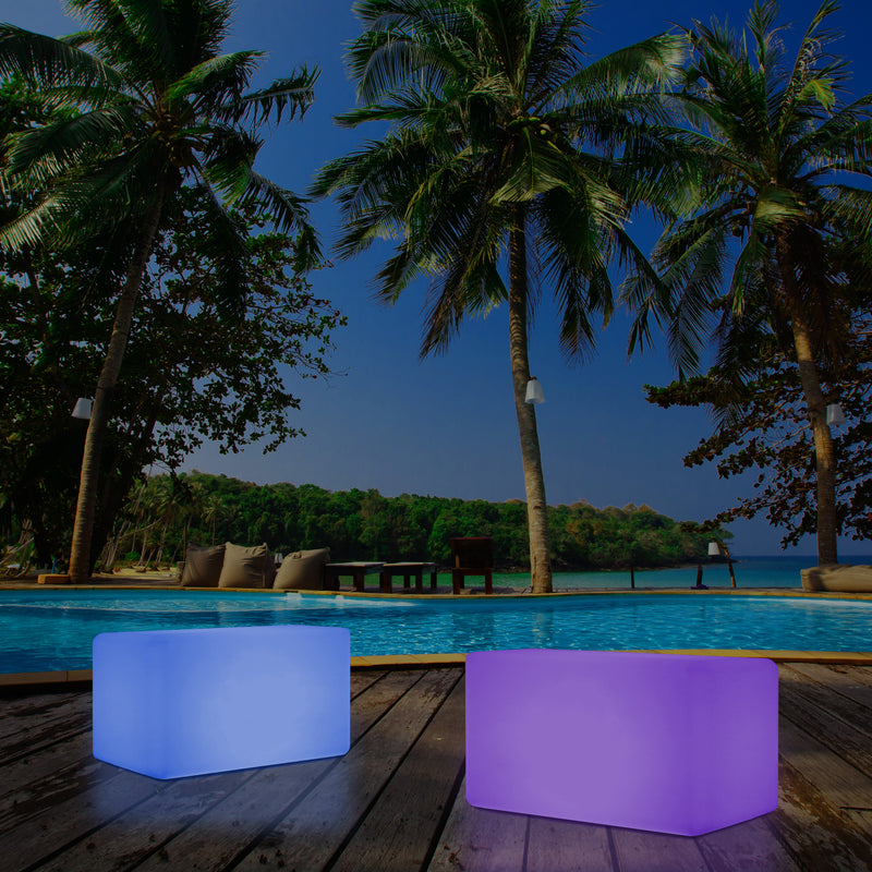 Buitenlamp, Verlichte LED Kruk Zetel, Bank, Zitbank, Tuinverlichting, 55x35 cm, Tuinlamp