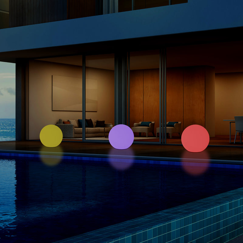 Buitenlamp LED Patio Verlichting, Op Netvoeding, 30cm Dimbare RGB Bol Lamp, 5V met Afstandsbediening