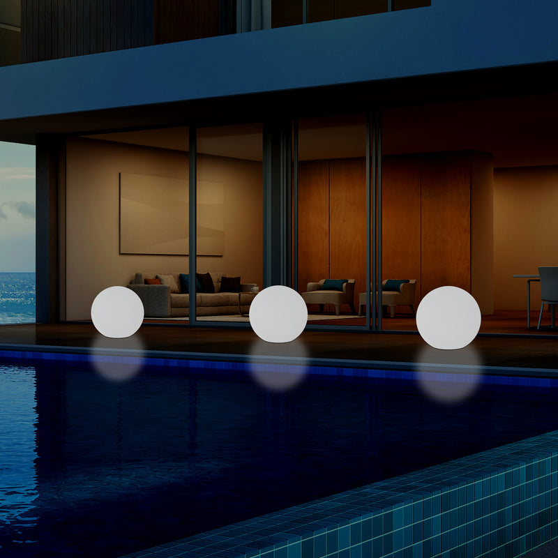 Buitenlamp LED Patio Verlichting, Op Netvoeding, 30cm Dimbare RGB Bol Lamp, 5V met Afstandsbediening