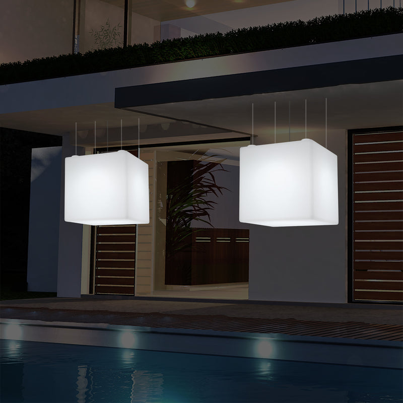 Buitenlamp, Tuinlamp, LED Plafondlamp, 60cm Kubus Kleurveranderende Lamp met Afstandsbediening