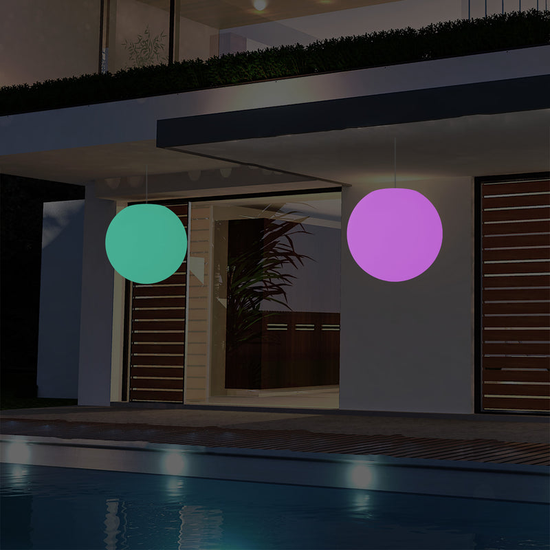 Buitenlamp op Netvoeding, LED Plafondlamp, 30cm Bol, Meerkleurig, Kleurveranderend