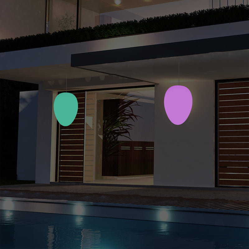 Tuin Patio Plafondlamp, Buitenverlichting, 37cm LED Ei Hanglamp, RGB, Sfeerlicht, Buitenlamp