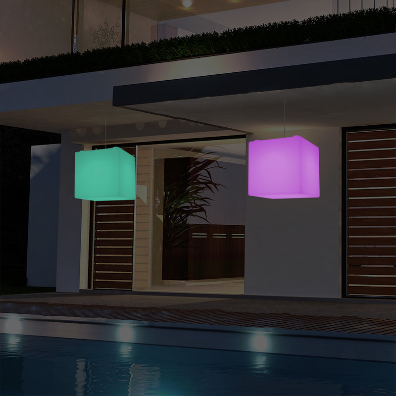 Buitenverlichting, Tuinlamp, Terraslamp, Op Netvoeding 30cm LED Kubus, Kleurveranderend