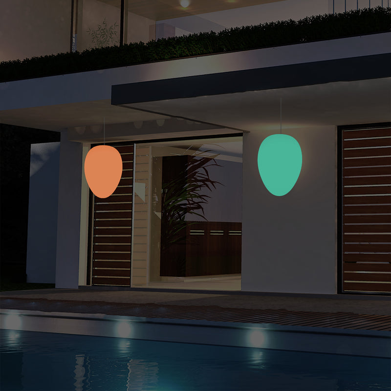 Tuin Patio Plafondlamp, Buitenverlichting, 37cm LED Ei Hanglamp, RGB, Sfeerlicht, Buitenlamp