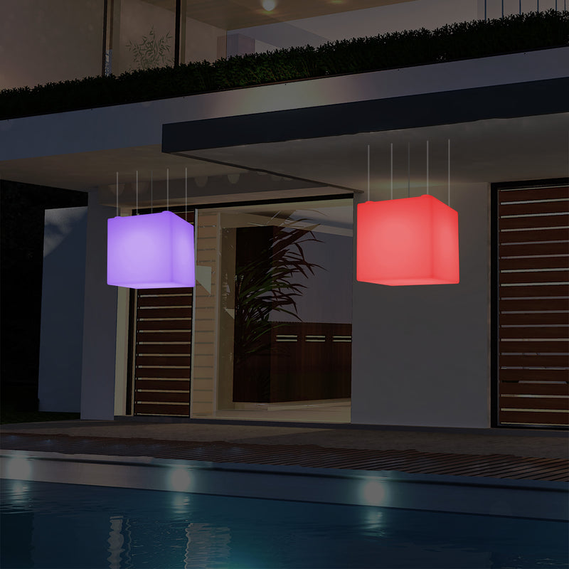 Terrasverlichting, Tuinlamp, 50cm LED Kubus Hanglamp, 5V Laagspanning op Netvoeding