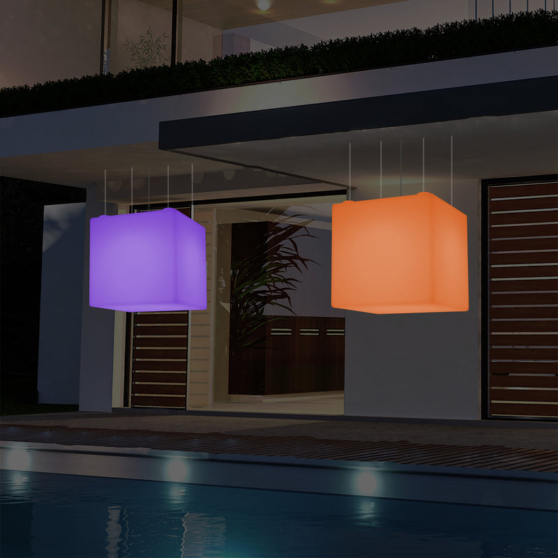 Buitenlamp, Tuinlamp, LED Plafondlamp, 60cm Kubus Kleurveranderende Lamp met Afstandsbediening