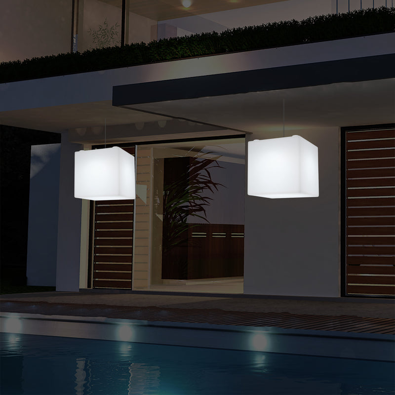 Buitenverlichting, Tuinlamp, Terraslamp, Op Netvoeding 30cm LED Kubus, Kleurveranderend