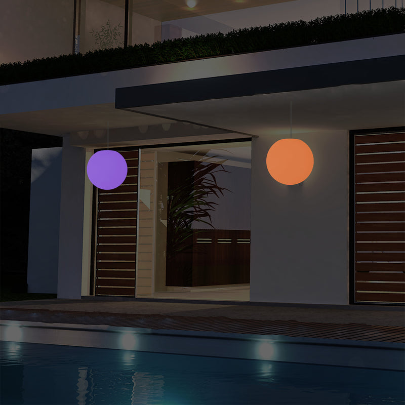 Tuinlamp LED Hanglamp, 20 cm Bol Plafondlamp, RGB Kleurveranderend met Afstandbediening