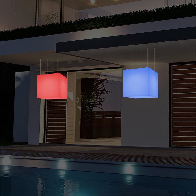 Balkon LED Hanglamp, Op Netvoeding, 40cm Kubus Plafondlamp, Met Afstandsbediening