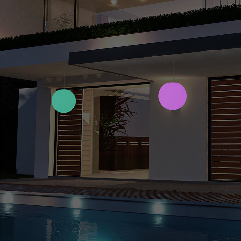 Tuinlamp LED Hanglamp, 20 cm Bol Plafondlamp, RGB Kleurveranderend met Afstandbediening