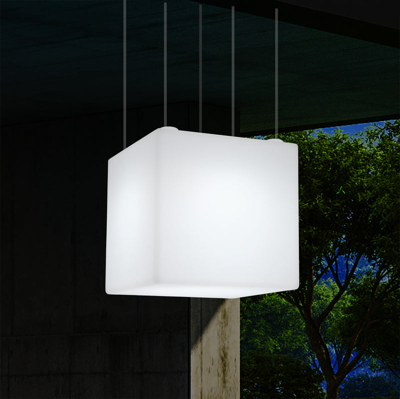 Balkon LED Hanglamp, Op Netvoeding, 40cm Kubus Plafondlamp, Met Afstandsbediening