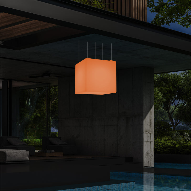 Terrasverlichting, Tuinlamp, 50cm LED Kubus Hanglamp, 5V Laagspanning op Netvoeding