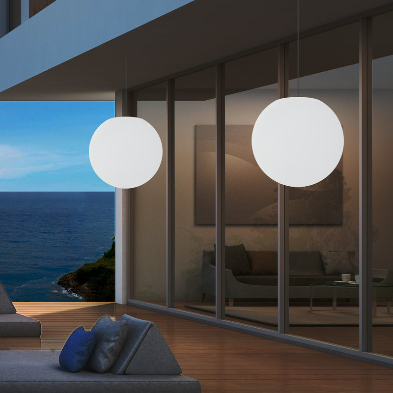 Terras LED Hanglamp, 40cm Bol Plafondlamp op Netvoeding, 5V Laagspanning, Buitenlamp