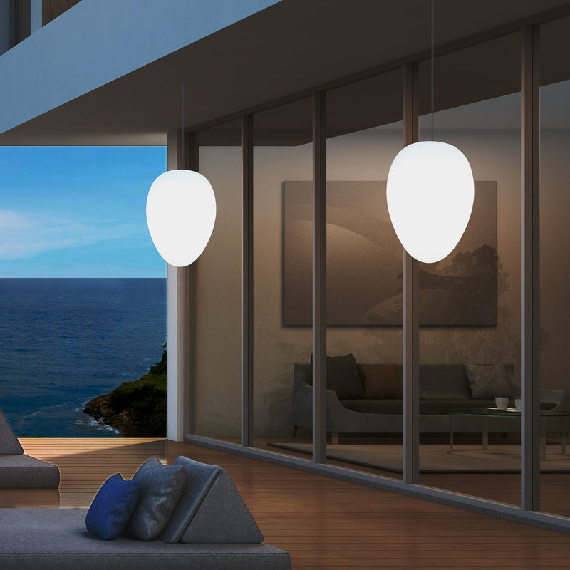 Tuin Patio Plafondlamp, Buitenverlichting, 37cm LED Ei Hanglamp, RGB, Sfeerlicht, Buitenlamp