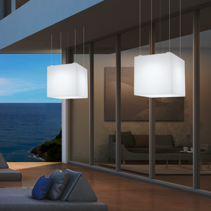 Terrasverlichting, Tuinlamp, 50cm LED Kubus Hanglamp, 5V Laagspanning op Netvoeding