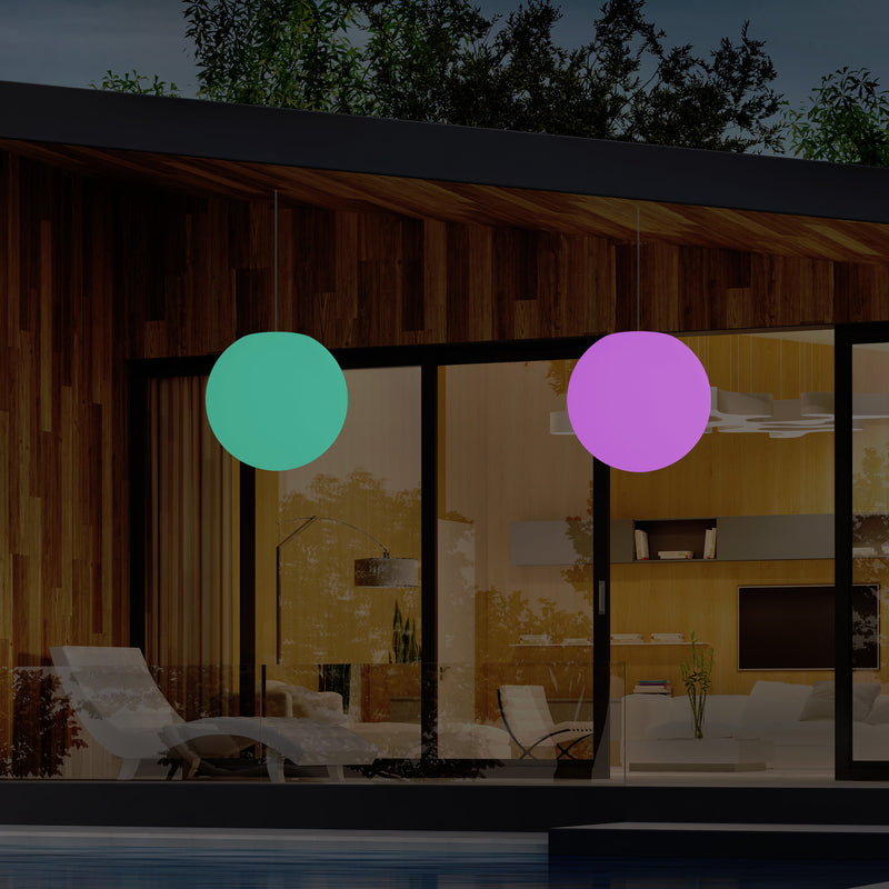 Terras LED Hanglamp, 40cm Bol Plafondlamp op Netvoeding, 5V Laagspanning, Buitenlamp