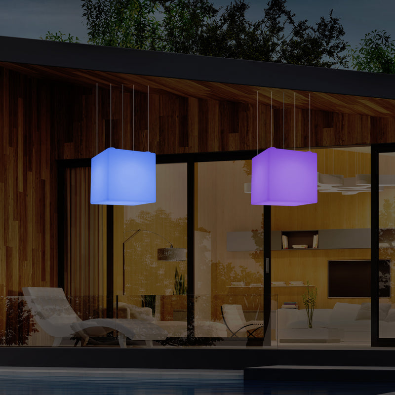 Terrasverlichting, Tuinlamp, 50cm LED Kubus Hanglamp, 5V Laagspanning op Netvoeding
