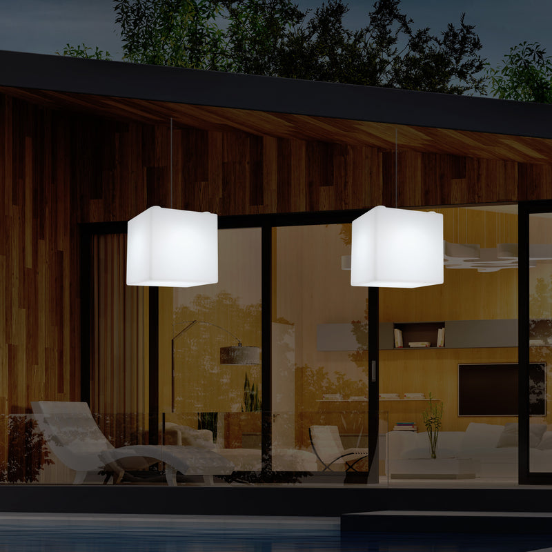 Buitenverlichting, Tuinlamp, Terraslamp, Op Netvoeding 30cm LED Kubus, Kleurveranderend