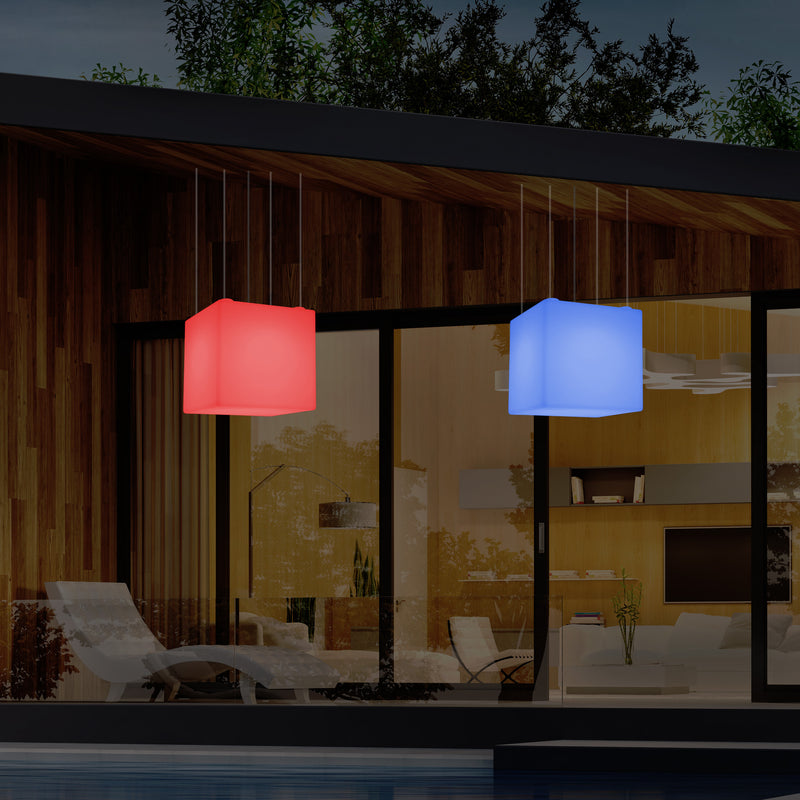 Balkon LED Hanglamp, Op Netvoeding, 40cm Kubus Plafondlamp, Met Afstandsbediening
