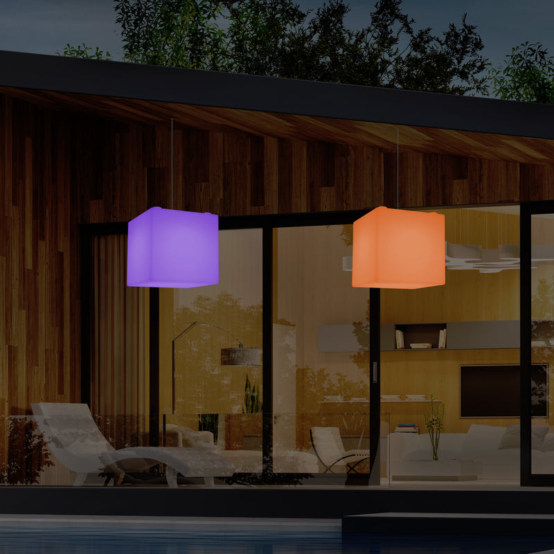 Buitenverlichting, Tuinlamp, Terraslamp, Op Netvoeding 30cm LED Kubus, Kleurveranderend