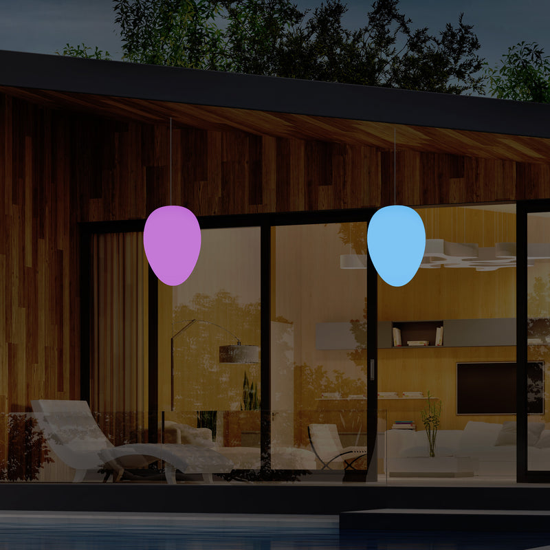 Tuin Patio Plafondlamp, Buitenverlichting, 37cm LED Ei Hanglamp, RGB, Sfeerlicht, Buitenlamp