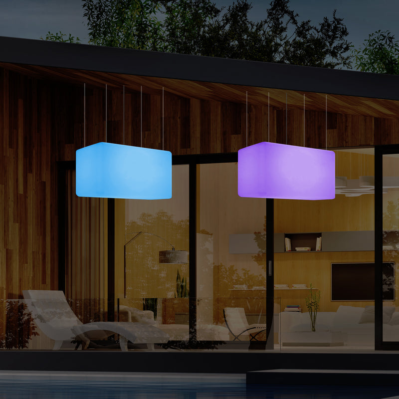 Buitenverlichting, Patio Plafondlamp, 55x35 cm LED Hanglamp, RGB met Afstandsbediening