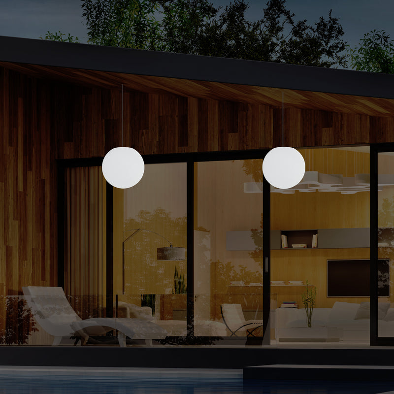 Tuinlamp LED Hanglamp, 20 cm Bol Plafondlamp, RGB Kleurveranderend met Afstandbediening