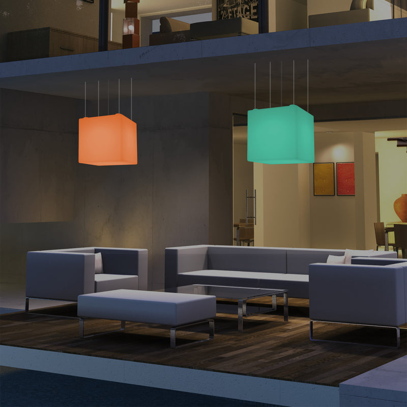 Terrasverlichting, Tuinlamp, 50cm LED Kubus Hanglamp, 5V Laagspanning op Netvoeding