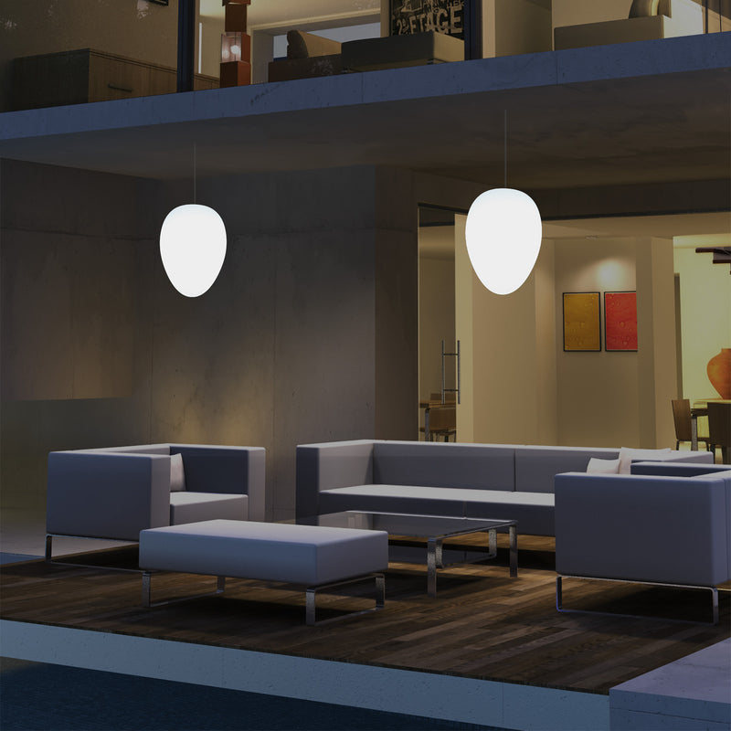 Tuin Patio Plafondlamp, Buitenverlichting, 37cm LED Ei Hanglamp, RGB, Sfeerlicht, Buitenlamp