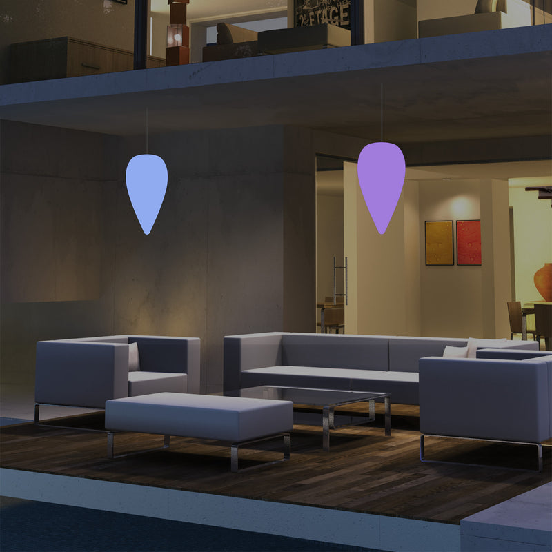 Terraslamp op Netvoeding, LED Plafondlamp, 37cm Waterdruppel, Meerkleurige RGB met Afstandsbediening