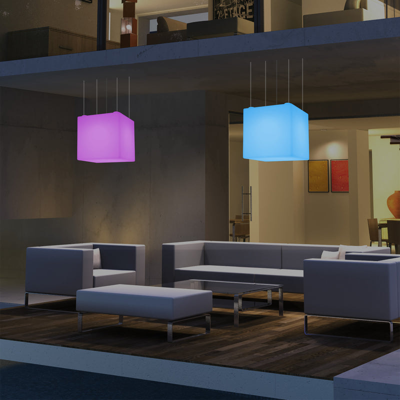 Balkon LED Hanglamp, Op Netvoeding, 40cm Kubus Plafondlamp, Met Afstandsbediening