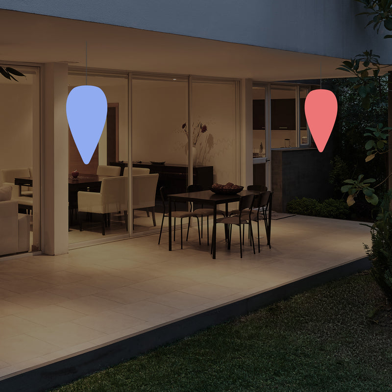 Terraslamp op Netvoeding, LED Plafondlamp, 37cm Waterdruppel, Meerkleurige RGB met Afstandsbediening