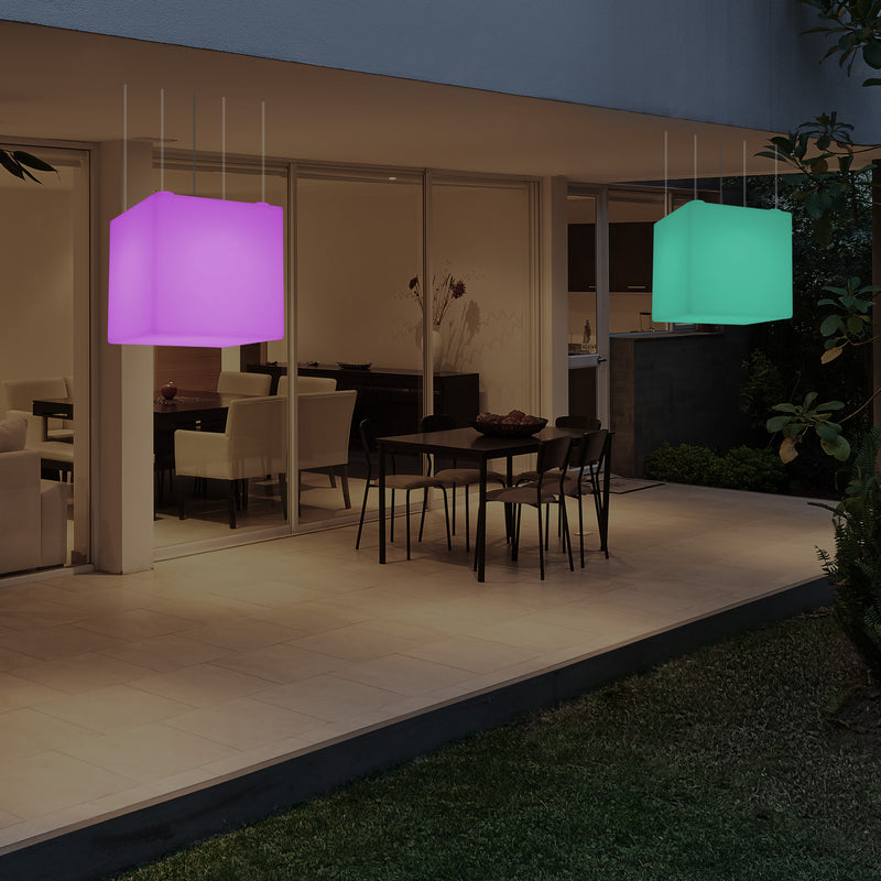 Terrasverlichting, Tuinlamp, 50cm LED Kubus Hanglamp, 5V Laagspanning op Netvoeding