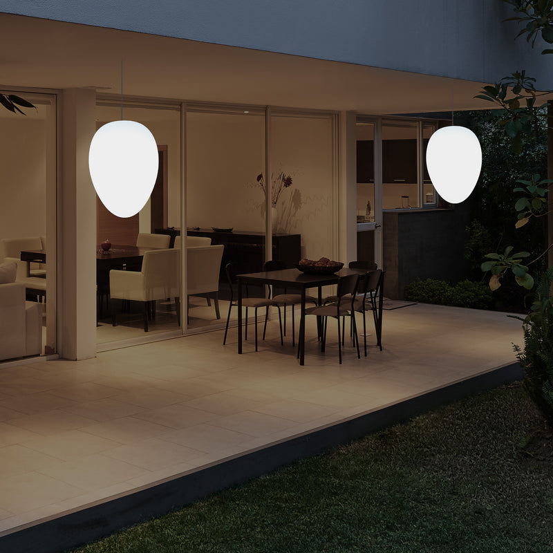 Tuin Patio Plafondlamp, Buitenverlichting, 37cm LED Ei Hanglamp, RGB, Sfeerlicht, Buitenlamp