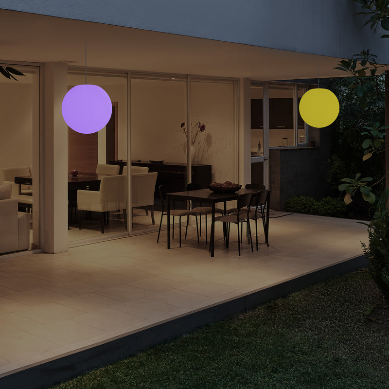Tuinlamp LED Hanglamp, 20 cm Bol Plafondlamp, RGB Kleurveranderend met Afstandbediening