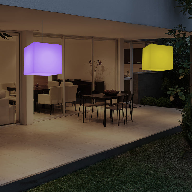 Buitenverlichting, Tuinlamp, Terraslamp, Op Netvoeding 30cm LED Kubus, Kleurveranderend