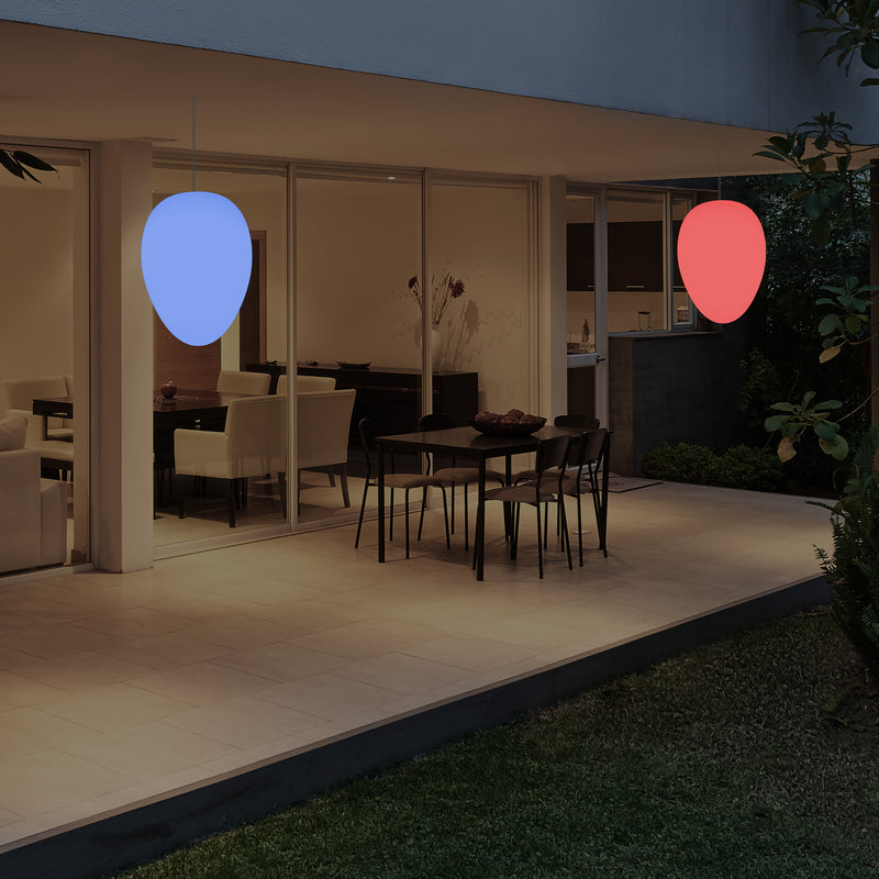 Tuin Patio Plafondlamp, Buitenverlichting, 37cm LED Ei Hanglamp, RGB, Sfeerlicht, Buitenlamp