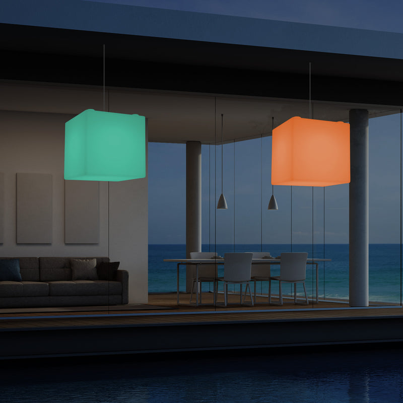 Buitenverlichting, Tuinlamp, Terraslamp, Op Netvoeding 30cm LED Kubus, Kleurveranderend