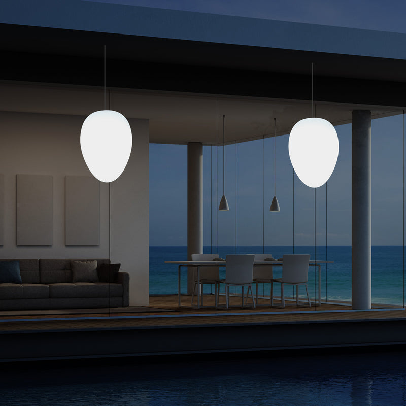 Tuin Patio Plafondlamp, Buitenverlichting, 37cm LED Ei Hanglamp, RGB, Sfeerlicht, Buitenlamp