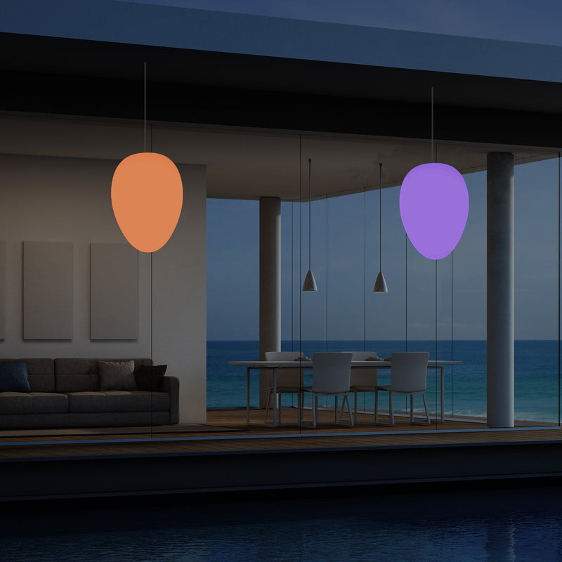 Tuin Patio Plafondlamp, Buitenverlichting, 37cm LED Ei Hanglamp, RGB, Sfeerlicht, Buitenlamp