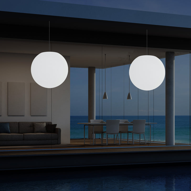 Terras LED Hanglamp, 40cm Bol Plafondlamp op Netvoeding, 5V Laagspanning, Buitenlamp