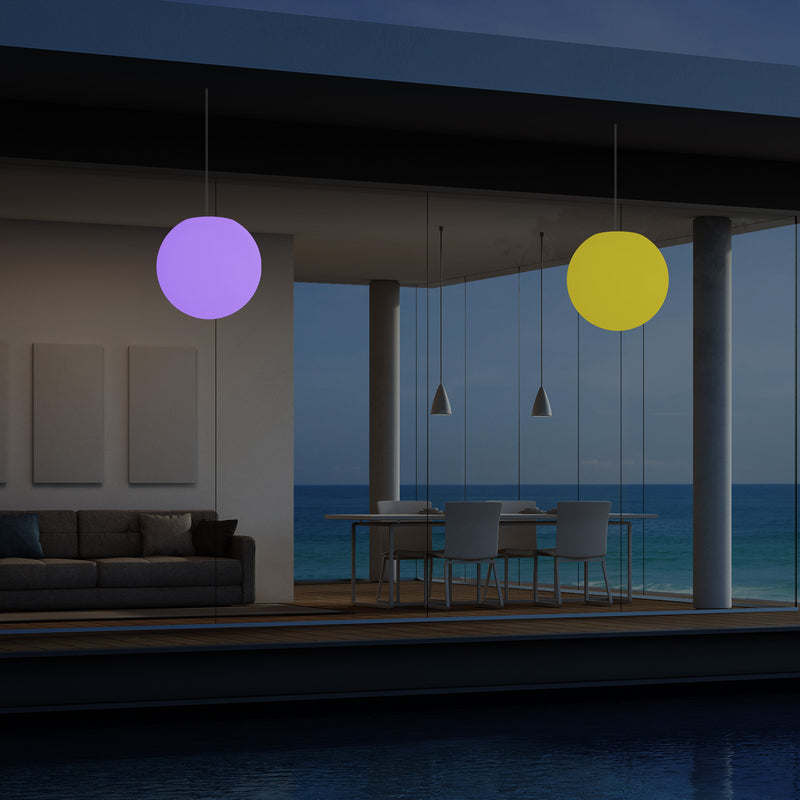 Tuinlamp LED Hanglamp, 20 cm Bol Plafondlamp, RGB Kleurveranderend met Afstandbediening