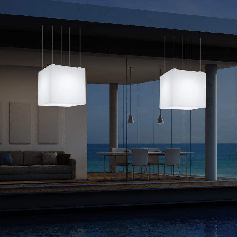 Terrasverlichting, Tuinlamp, 50cm LED Kubus Hanglamp, 5V Laagspanning op Netvoeding