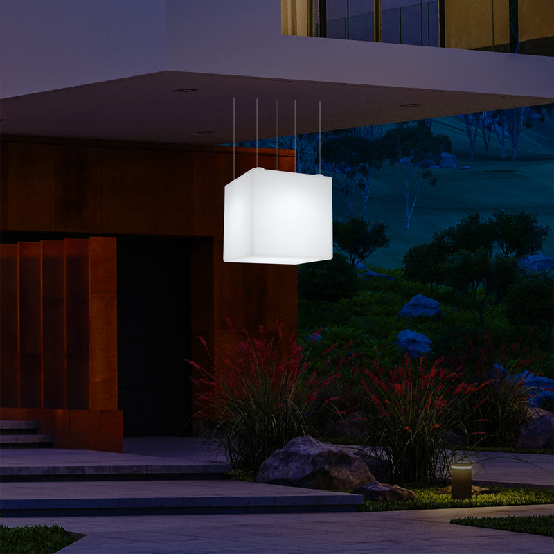 Balkon LED Hanglamp, Op Netvoeding, 40cm Kubus Plafondlamp, Met Afstandsbediening