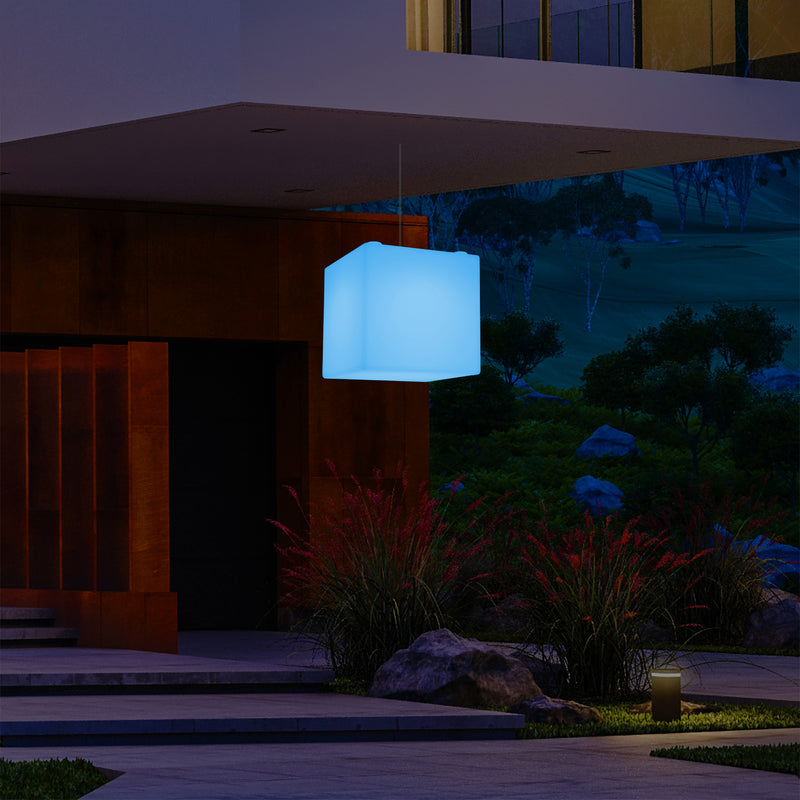 Buitenverlichting, Tuinlamp, Terraslamp, Op Netvoeding 30cm LED Kubus, Kleurveranderend