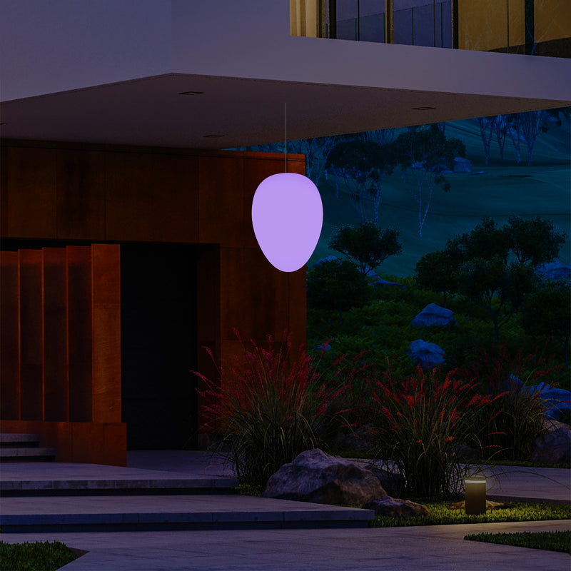 Tuin Patio Plafondlamp, Buitenverlichting, 37cm LED Ei Hanglamp, RGB, Sfeerlicht, Buitenlamp