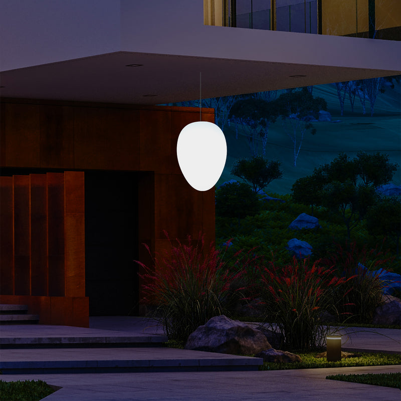 Tuin Patio Plafondlamp, Buitenverlichting, 37cm LED Ei Hanglamp, RGB, Sfeerlicht, Buitenlamp
