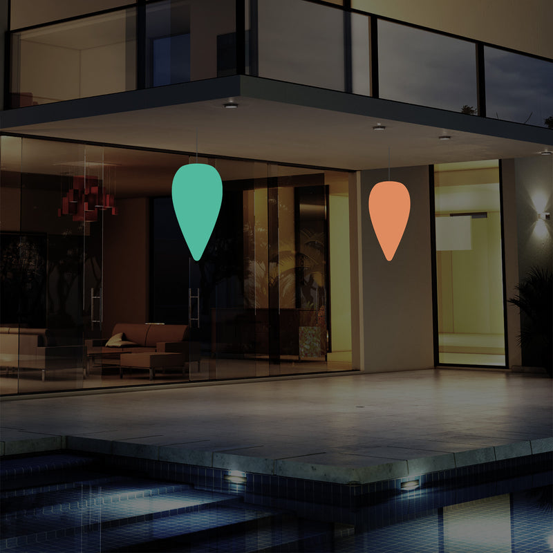Terraslamp op Netvoeding, LED Plafondlamp, 37cm Waterdruppel, Meerkleurige RGB met Afstandsbediening