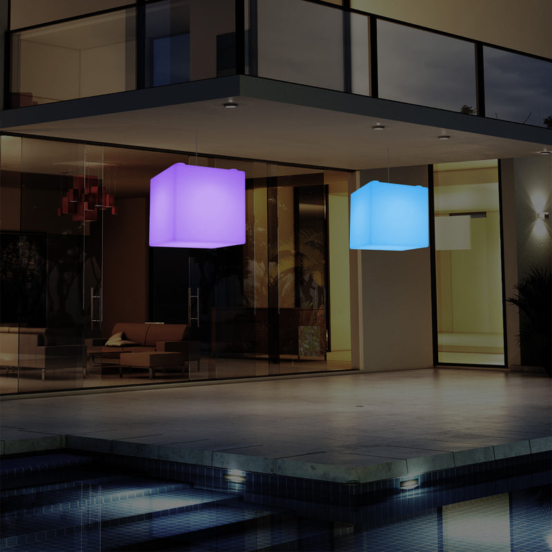 Buitenverlichting, Tuinlamp, Terraslamp, Op Netvoeding 30cm LED Kubus, Kleurveranderend