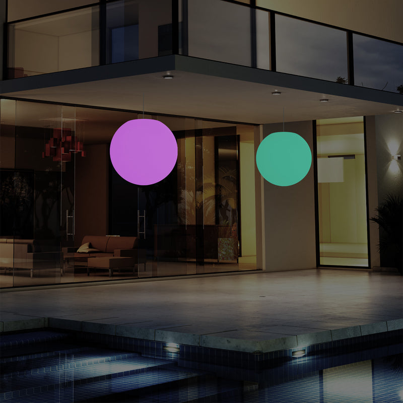 Buitenlamp op Netvoeding, LED Plafondlamp, 30cm Bol, Meerkleurig, Kleurveranderend